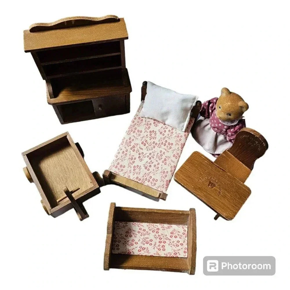 Teddy Bear Story (Applause Toy Co.) Furniture & Mini Flocked Bear (Lot 7 pcs) - Picture 1 of 16